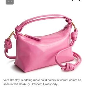 Vera Bradey Women's Patent Faux Leather Roxbury Crescent Crossbody Bag
